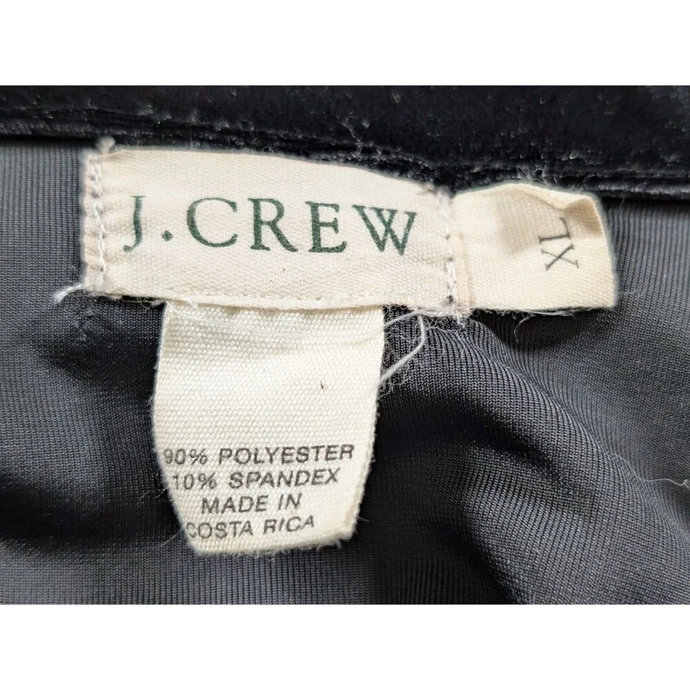 Vintage J Crew Velvet Track Jacket Womens XL Black Velour Zip Up 90s Bomber